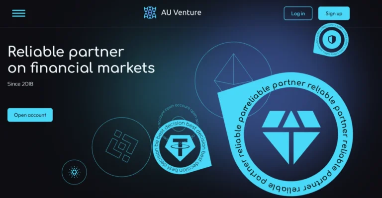 Screenshot of the homepage of AU Venture, highlighting the platform’s interface and overall design.