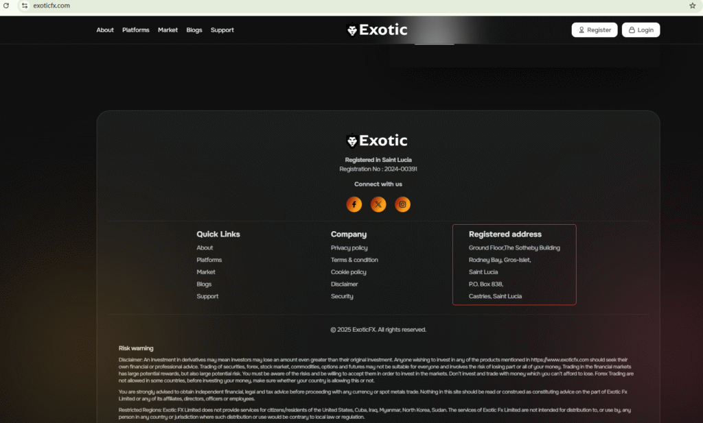 Exotic FX homepage screenshot scam review featured image