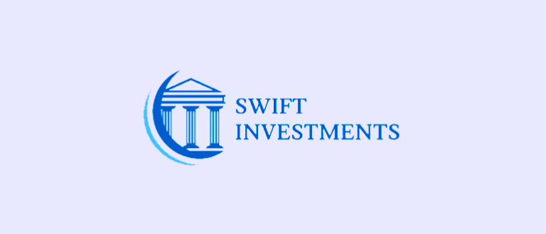 Screenshot of the homepage of Swift Investments, highlighting its trading interface and main platform design.